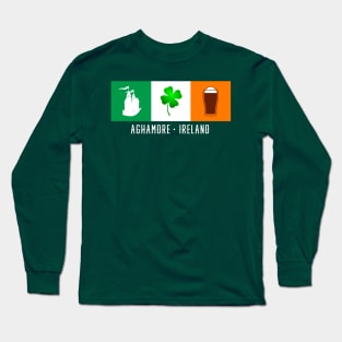 Aghamore Ireland, Gaelic - Irish Flag Long Sleeve T-Shirt